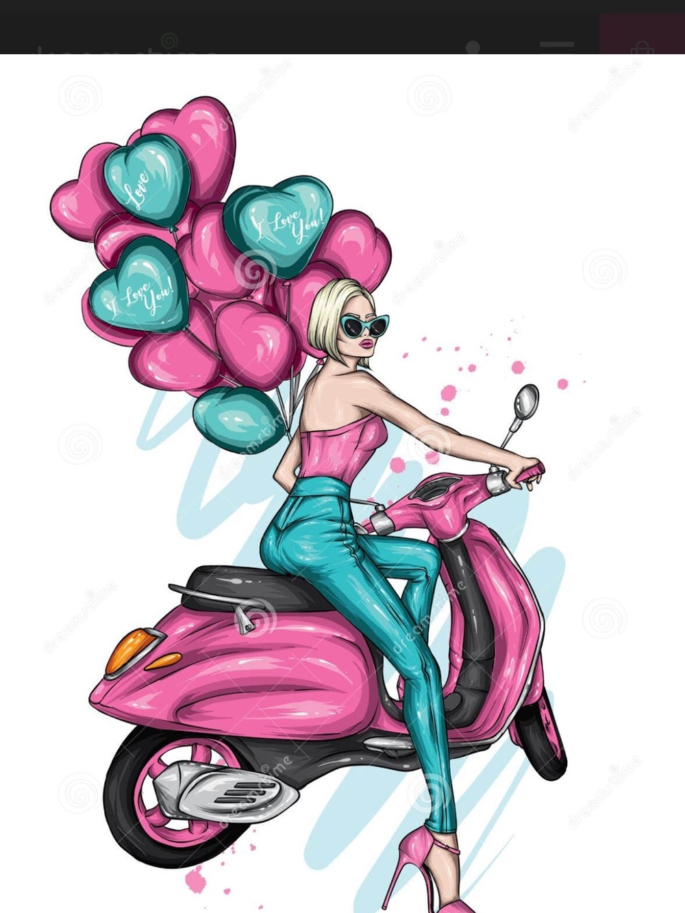 Only Mine Pink and Teal Heart Balloon Scooter Hair Accessory